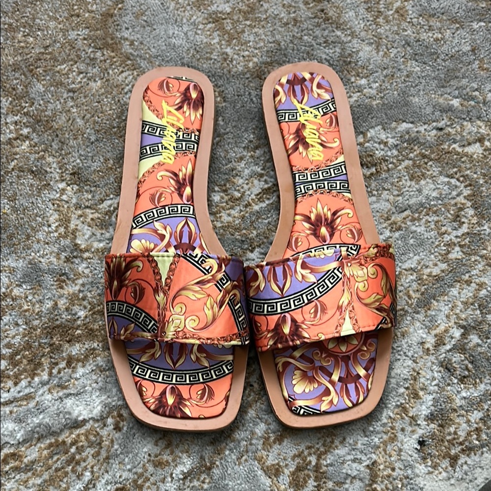 Versace Orange and Purple Sandals Urban Graffiti Style